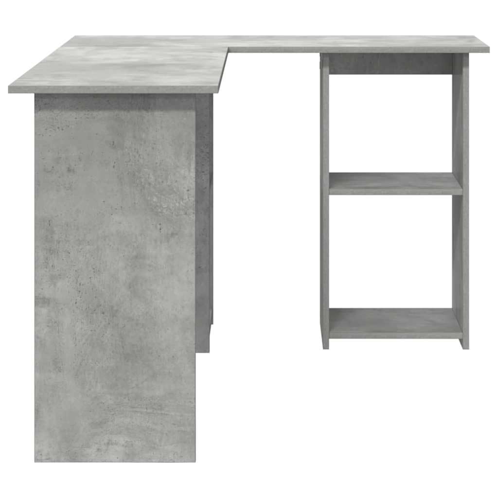 Biurko betonowe, szare, z materiału drewnopochodnego, 142 x 102 x 73 cm, z 2 półkami, nowoczesny stół roboczy do domu, biura, gabinetu, salonu, wytrzymały sekretarzyk zapewniający wygodne