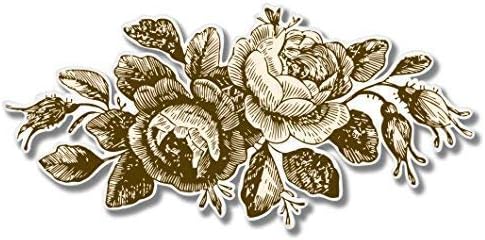 Adhesivo de vinilo vintage con grabado de rosas - Calcomanía para parachoques de casco de teléfono de coche