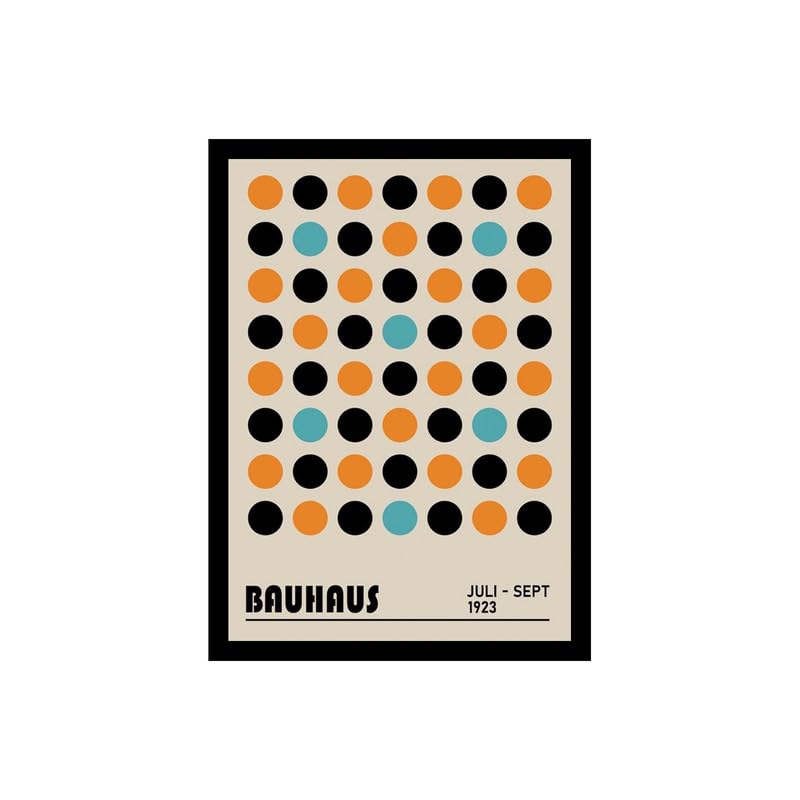 Image of BLINKART Vintage Bauhaus Retro Geometric Aesthetic Poster Gallery | Colorful Wrap Framed For Home Office Studio Living Room Modern Art Studio Decoration Abstract Shapes | (d90) | 13x10 Inch