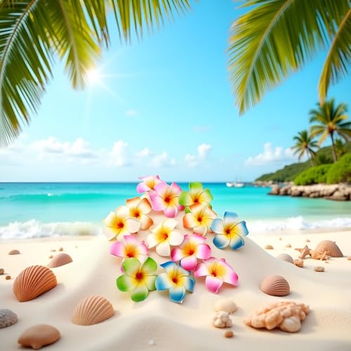 10 Clips Multicolor Hawaii Plumeria de 7 cm miniatura 2