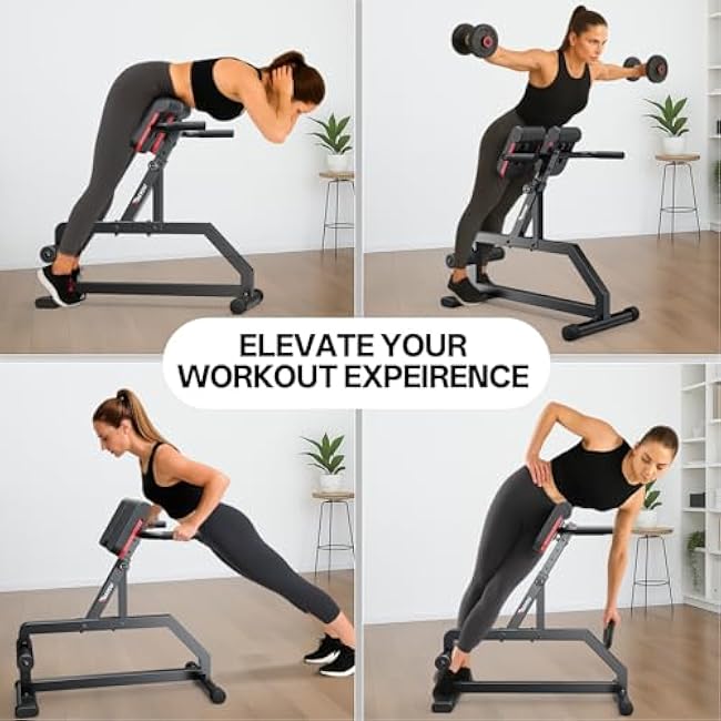 PASYOU Roman Chair, Adjustable Hyperextension Bench 5 Levels Multifunctional Roman Bench 350LBS Load Back Extension Bench Machine for Glute Hyper Extension Bench Reverse Hyper Machine ab Bench at Home