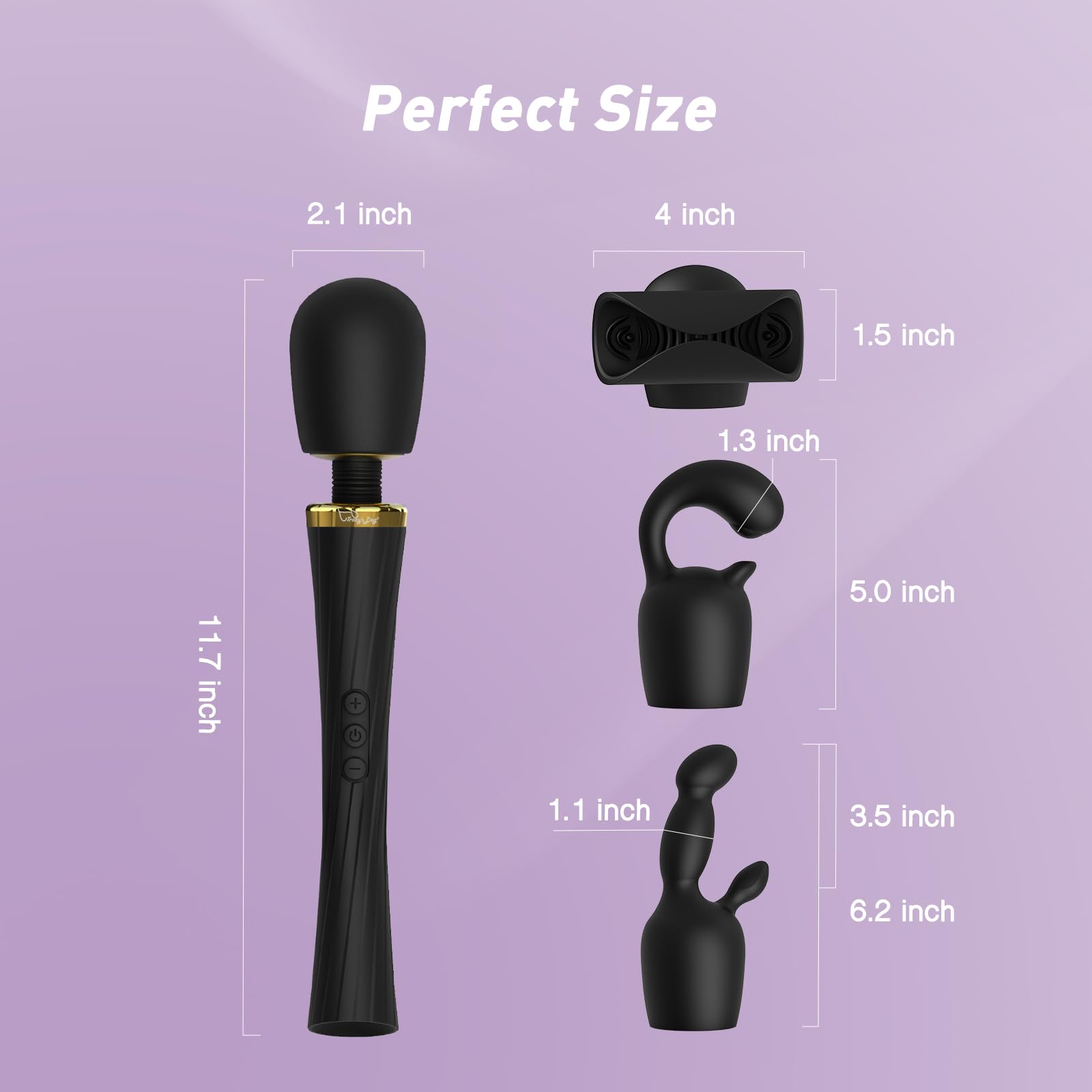 Tracy's Dog Wand Vibrator Kit, Cordless Massager with 4 Silicone Attachments for Clitoral, G-Spot, Anal & Penis Stimulation, Adult Sex Toys Sets with 3 Speeds & 5 Patterns for Couples & Women Pleasure