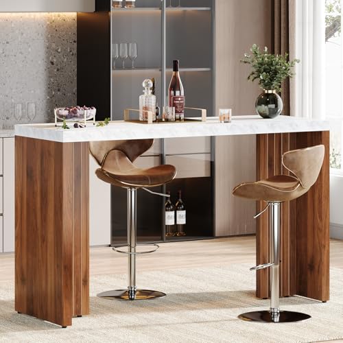 Tribesigns 55.12-Inch Bar Table, Modern Counter Height Pub Table with a Faux Marble Tabletop,...