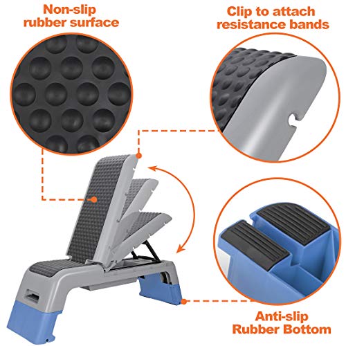 ANT MARCH Aerobic Deck Adjustable Workout Aerobic Stepper Step Platform Adjustable Exercise Bench Fitness Deck Stepper for Exercise Home Gym Aerobic Step Incline Strength Training