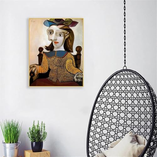 Affiche décorative Le Pull Jaune de Pablo cadre doré décoration maison 85x70 cm - 3