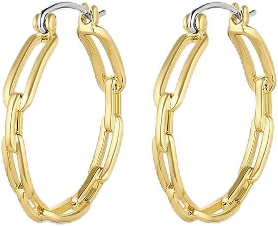 gorjana - Parker Link Hoops - 18k Gold-Plated - Striking Chain-Link Design for Modern Elegance - Perfect for any face shape - Hinge Closure - Everyday Wear - Women