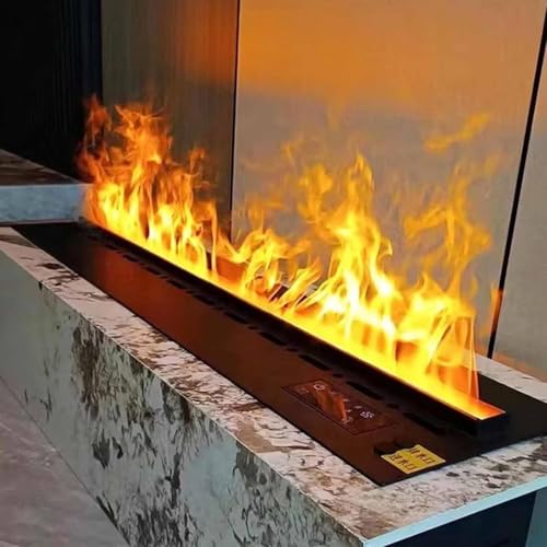 Chimenea de Vapor de Agua 3D Atomizada con 7 Colores de Llama Ajustables y 5 Niveles de Brillo Control Táctil/Remoto de Acero Inoxidable Cepillado(80cm)