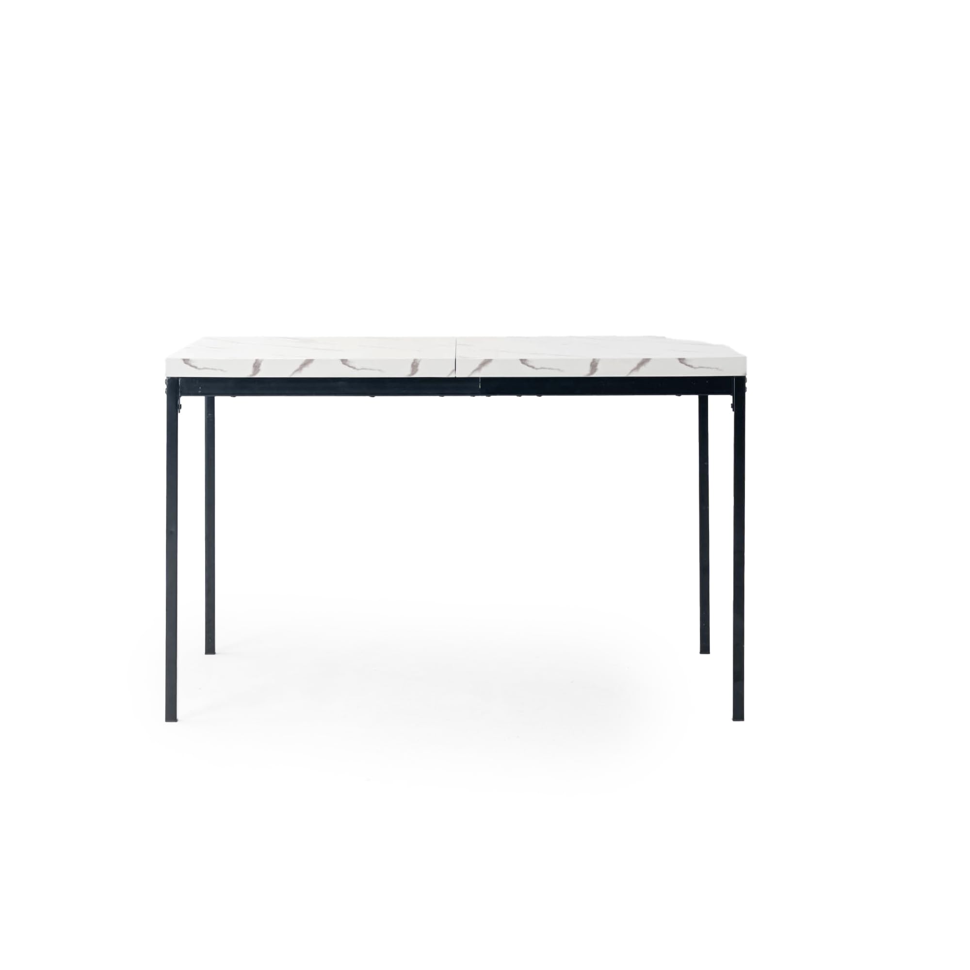 HOMYLIN Tavolo da caffetteria scolastica da 120 cm, con piano in finto marmo laminato e struttura in metallo, tavolo da pranzo resistente per studenti e personale, bianco