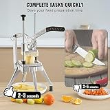 VEVOR Commercial Vegetable Chopper w/ 4 Replacement Blades, Stainless Steel French Fry Cutter Potato Dicer & Fruit Slicer for Restaurants & Home Kitchen