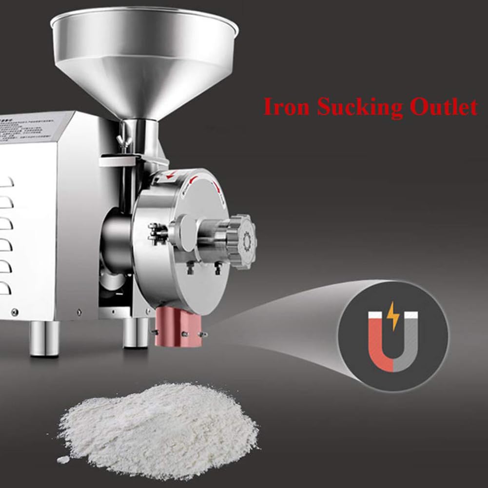 Smerigliatrice elettrica per cereali, macina spezie commerciale per spezie, chicchi di caffè, mais, erbe, pepe - 20-200 Mesh, velocità 1500r/min, capacità 30-70kg/h
