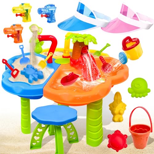 NlsqEU 3 in 1 Wasserspieltisch, Wassertisch Outdoor, Sand Wassertisch...