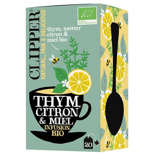 CLIPPER - Infusion Bio - Thym, Citron et Miel - 20 Sachets d'Infusion - 1 Paquet