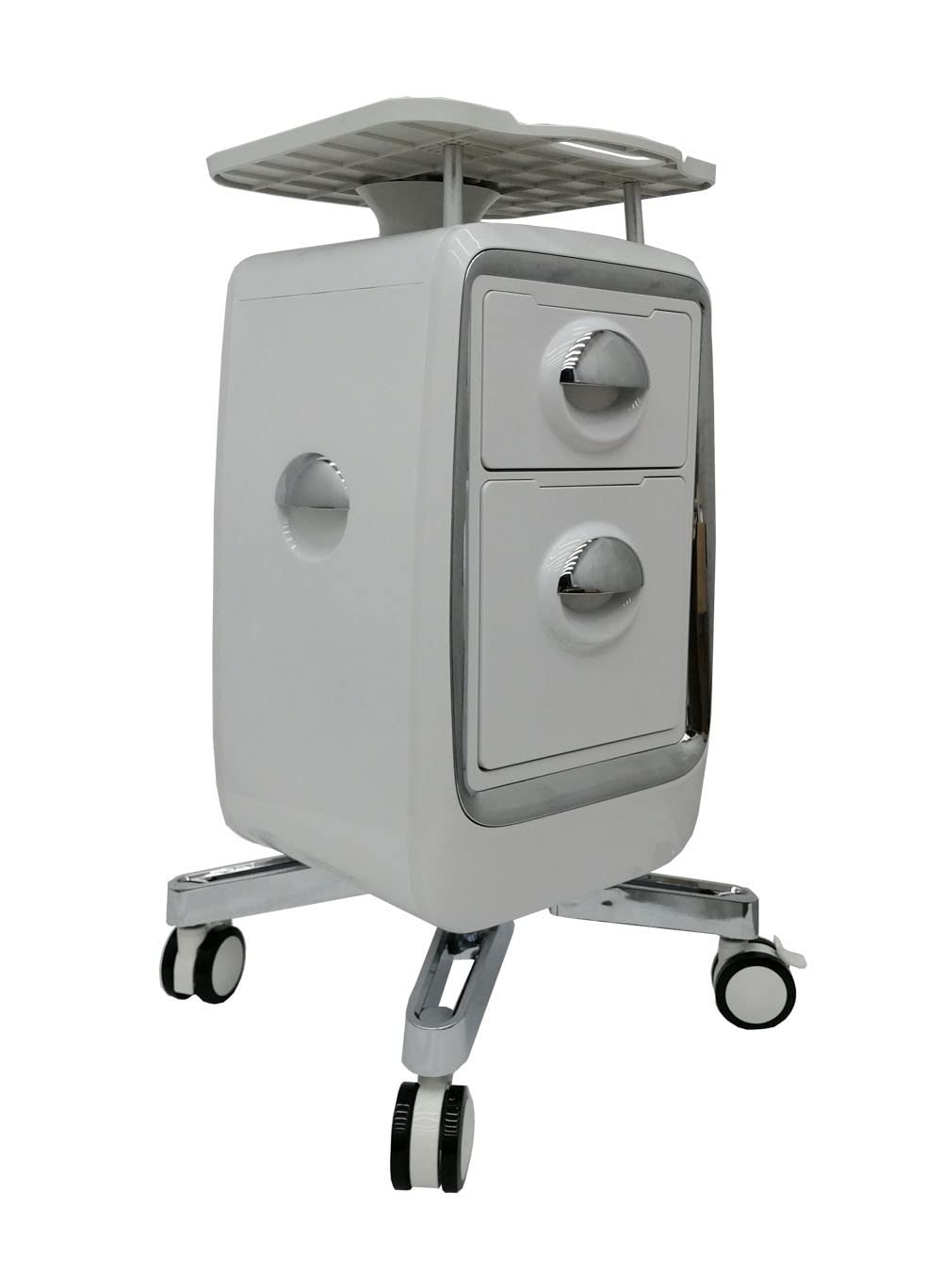 BEILOCKERY Mobile Trolley Cart for Ultrasound Imaging Scanner, 2 Layer Beauty Cart with Universal Silent Wheels, Grey, ABS Multi-Purpose Trolley with Brakes, for Hospital, Dentistry, Home