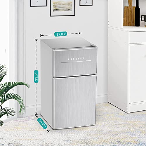 Frestec Mini Fridge With Freezer, 3.0 Cu.ft 2 Door Compact Small Refrigerator Apartment Size Refrigerator, Energy Star, 6 Adjustable Thermostat Control For Dorm,Rv,Office,Bedroom,Kitchen (Sliver) #TOP6