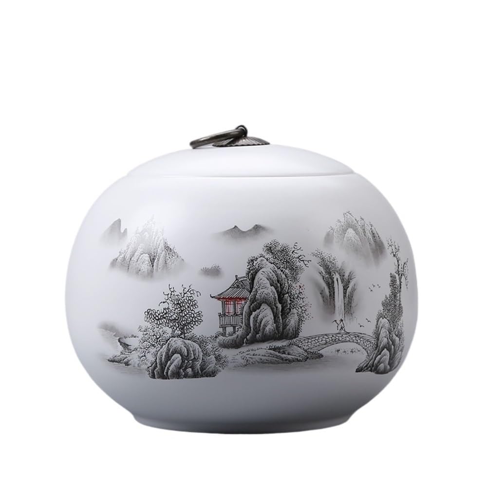 Ceramiczny pojemnik na herbatę, ceramiczny pojemnik na herbatę z pokrywką, szczelny słoik, kreatywny, prosty, mały, szczelny słoik, chiński zestaw do herbaty, pojedynczy słoik, pojemnik na herbatę (