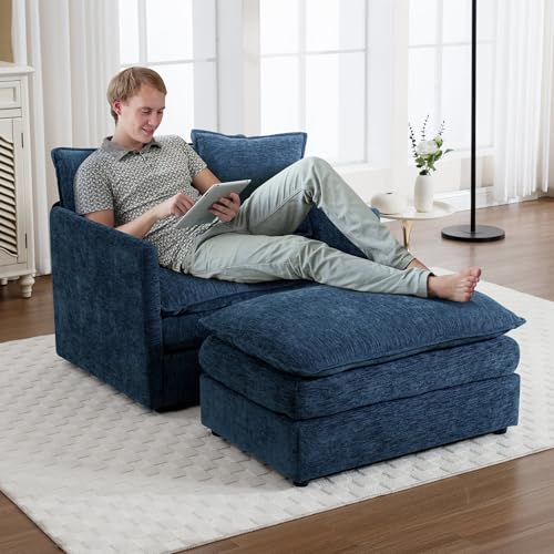 Sillón Chenille Plegable Azul miniatura 6