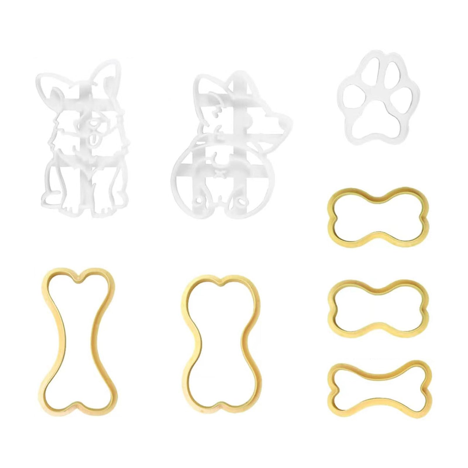 CRFFZ Of 8 Dog Cookie Molds Set Stamp Shape Biscuit Bakings Supplies ABS for Biscuit Shape Molds