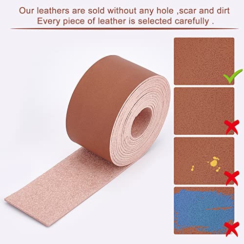 GORGECRAFT Full Grain Leather Straps 1.5 Inches Wide 78 Inches Long Single Sided PU Leather Strip for DIY Crafts Projects Clothing Jewelry Wrapping Making Bag Strap Handles(Brown - Image 4
