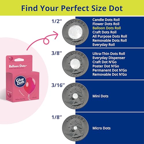 Glue Dots, Balloon Dots, Double-Sided, Permanent, 1/2", 300 Dots, DIY Balloon Arch Decoration, Glue Tape for Party Wedding Birthday, Glue Stick and Tape Alternative, Clear - Image 5