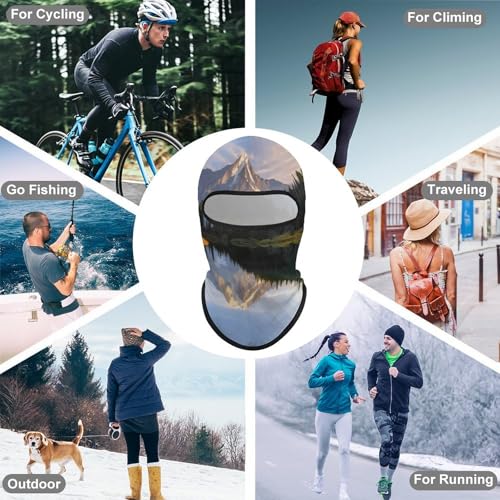 Pasamontaña para hombre y mujer con estampado de montañas y lagos, máscara facial transpirable con protección solar para senderismo, ciclismo, carrera y conducción miniatura 6