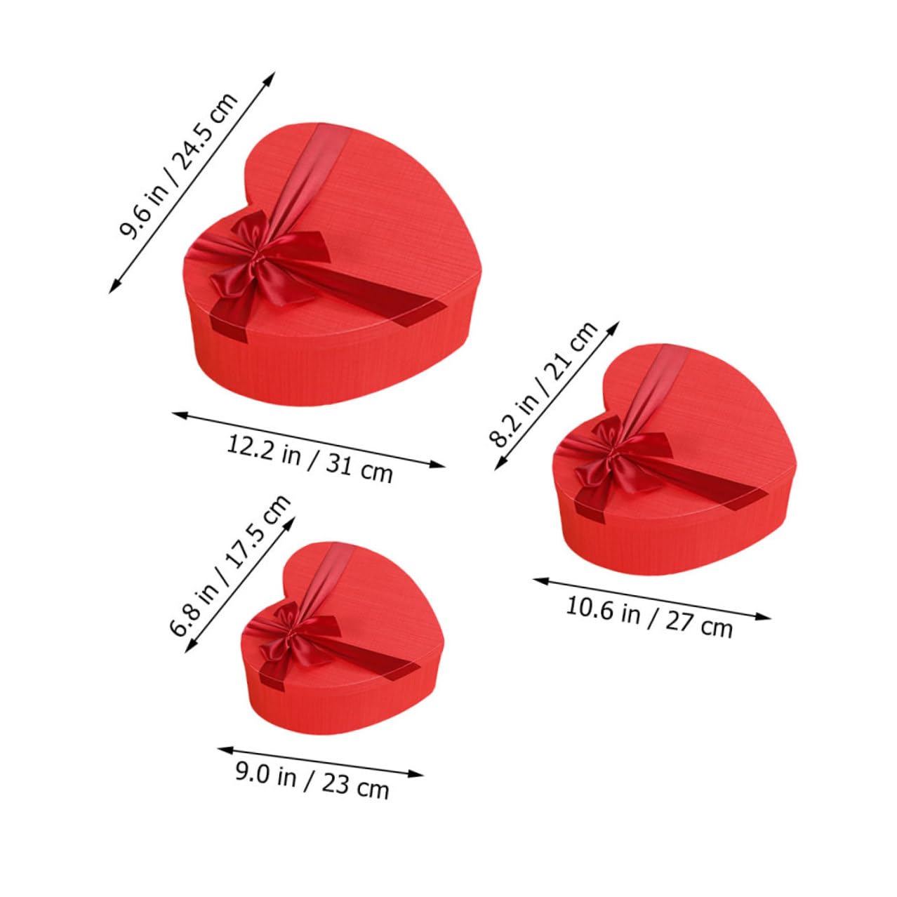 Yardenfun Herzförmige Geschenkbox 3 Stück Rot mit Deckel Papierverpackung Aufbewahrungsbox Valentinstag Hochzeit Süßigkeitenbox