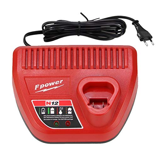 Reoben Reemplazo para Milwaukee M12 Cargador multivoltaje 12V 14.4 V 18 V M12-18C C1418C M14 Cargador rápido de doble puerto Milwaukee 48-11-1840 48-11-2401 con enchufe estándar de la UE