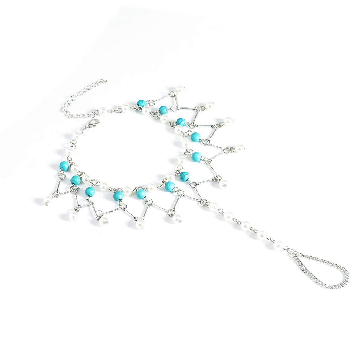 EverstoneOne Piece Multi-Layer Personality Handcraft Bead Anklet For Women