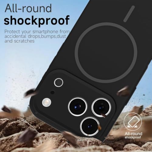 LoeoeL Magnetic Phone Case for iPhone 17 Pro Max/ 18 Pro Max Case Silicone, Cute Slim Thin Phone Cover Compatible with MagSafe for Women, Girly Soft Rubber Gel Mag Safecase with Camera, Black by LoeoeL - Used condition - Image 7