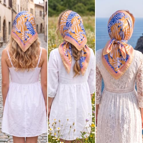 Image of Ravaiyaa - Attitude is everything Women Printed Silk Bandana 21 x 21 Inch Square Headband & Hair Wrap, Soft & Versatile | Fashion Neck Wrap