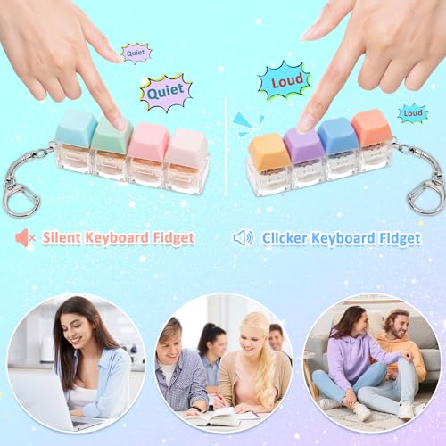 Keyboard Clicker Fidget, Keyboard Fidget Toy 2PCS Clicker Fidget Keychain Clicky Keyboard Fidget for Adults Stress Relief Anxiety Sensory - Image 2