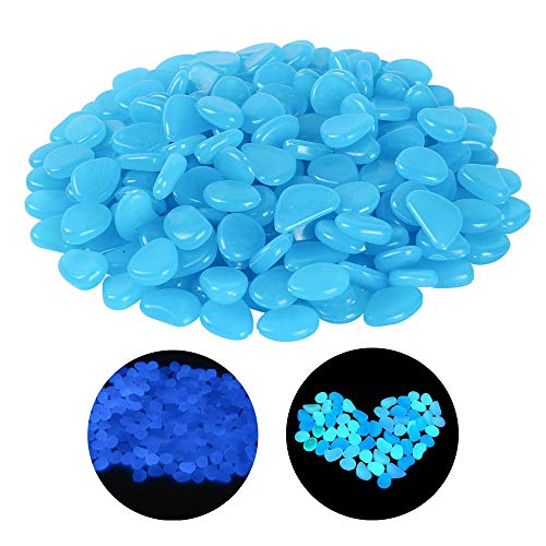 200 piezas Piedras Luminosas Azul Piedras Guijarros Brillantes Piedras Decorativas Guijarros Jardín utilizada para la decoración de acuarios Pasarela de jardín, decoración de habitaciones infantiles