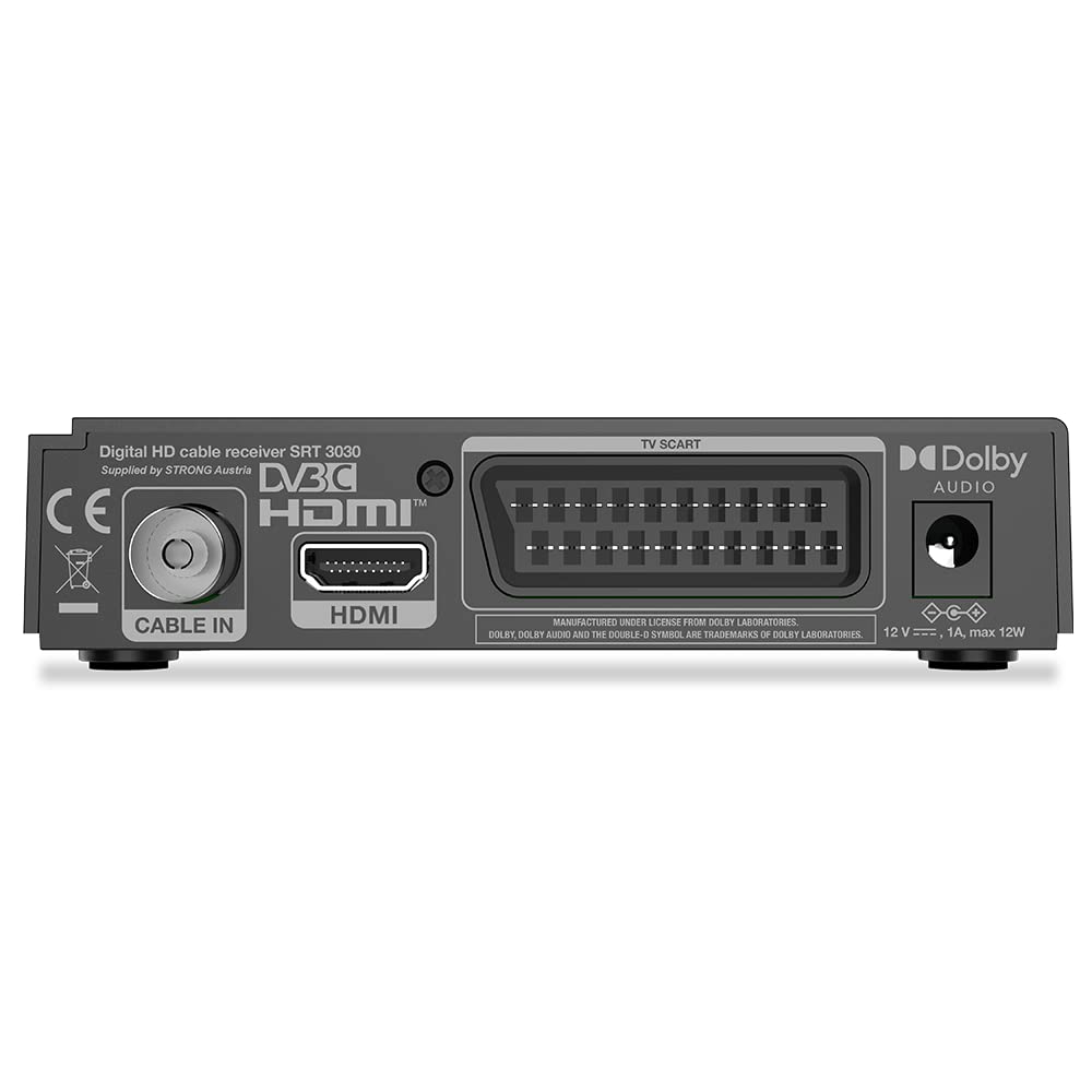 STRONG SRT 3030, receptor de cable, receptor de cable HD digital, DVB-C. Función de ahorro de energía, USB, Dolby Audio, seguridad infantil