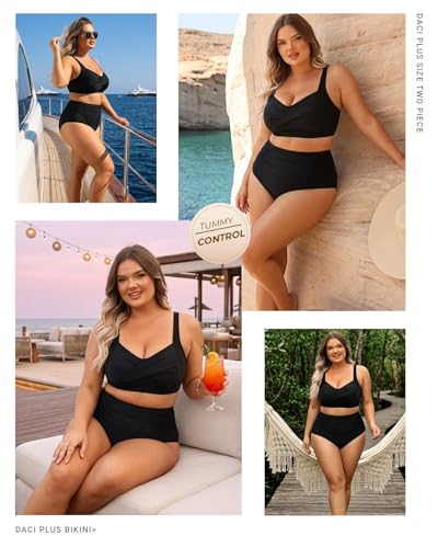 Image of Daci Women's Plus Size Bikini Sets - High Waisted Two-Piece Swimsuits with Tummy Control