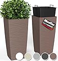 Mueller M-Resin Heavy Duty Tall Planters for Outdoor Plants, Indoor Grande Plant Pots, Boxes, Trees, Flower Pots, 2-Piece Set, 18”, Modern Design, Built-in Drainage, Front Porch Decor, Mocha