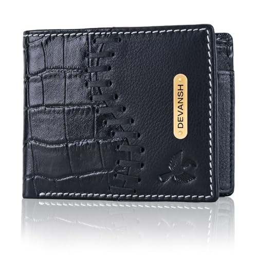 Image of HORNBULL Men's Personalized Wallet I Customized Slim Stylish Leather Purse with Name I Unique Birthday Gift for Men Boy Love Husband (Charcoal)