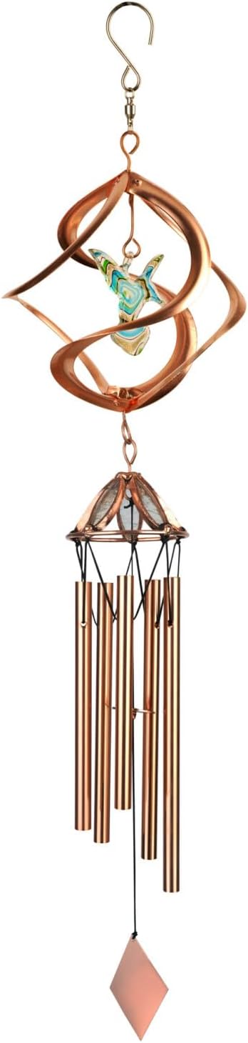 Red Carpet Studios Windchimes Cosmix Spinner Wind Chime, 25-Inches, Copper & Blue