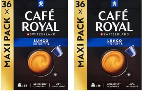 Café Royal Lungo Lot de 72 capsules pour machine à café Nespresso - 5 intensités - Certifié UTZ - En aluminium
