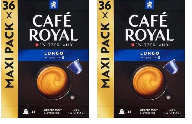 Café Royal Lungo Lot de 72 capsules pour machine à café Nespresso - 5 intensités - Certifié...