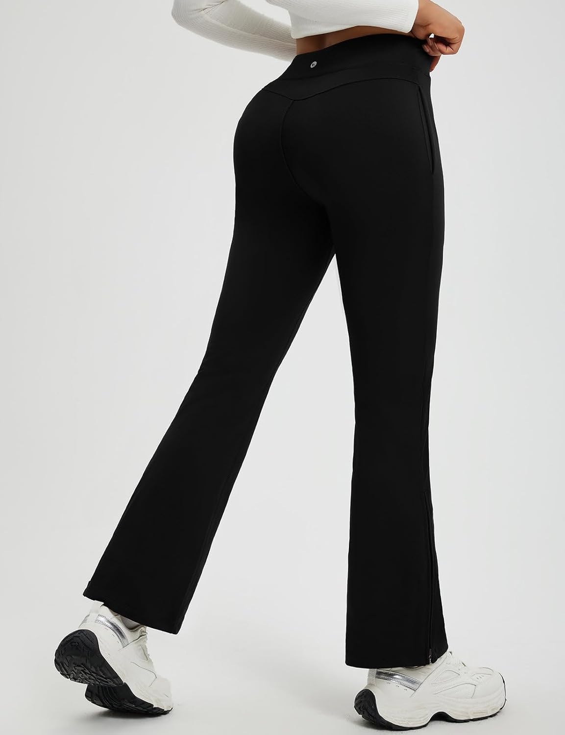 baleaf Women's Fleece Lined Pants Winter Flare Yoga Pants Warm Thermal Bootcut Leggings - Image 2