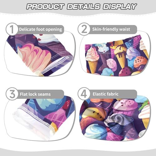 Colorful Ice Cream Cartoon Girls Casual Leggings for Kids Printed Long Pant Bottoms Stretch and Soft3