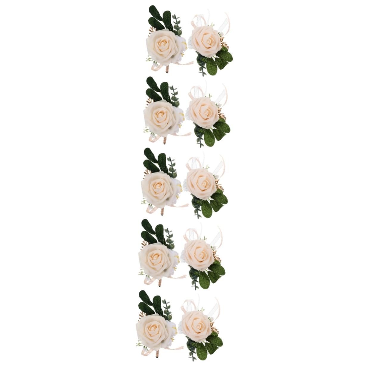 Cabilock 5 Juegos Ramillete de Flor de muñeca Ramillete de Baile Ramillete del Novio de la Novia Flores Artificiales Trajes decoración Boutonniere de Fiesta de Boda Ramo de Novia Pulsera