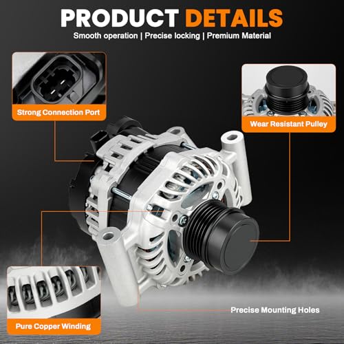 Image of 13506528 Altemnator 130A Compatible with Cruze 2016-2019 1.4L L4, Malibu 2016-2020 1.5L L4, 5-Groove Decoupler Pulley, Replace 44002N, A005TV0184ZC, 13534118, A005TV0181ZC,13513504