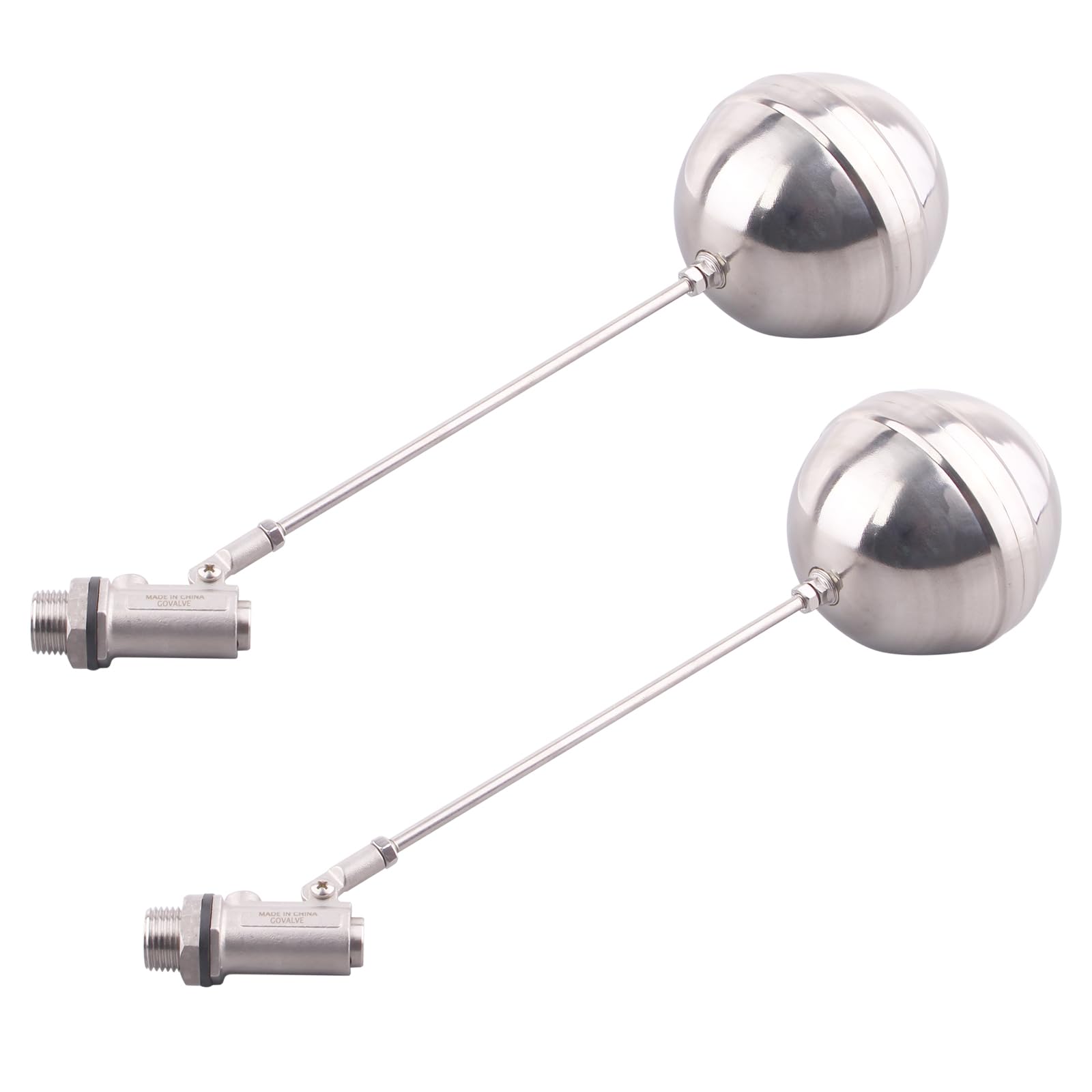 GOVALVE Stainless Steel Float Ball Valves - 1/2” NPT Male Thread Flow Control Float Sensor Valve Automatic Water Level Control Float For Tank Pond Water Tower (pack of 2)
