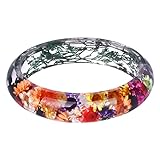 La pulsera transparente de resina con flor seca adentro. La verdadera flor prensada nunca se marchita, una pulsera para el amante de la naturaleza. Refresque su colección de joyas para la primavera.