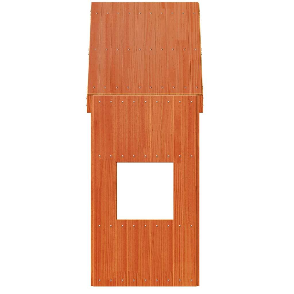 Dach do łóżeczka dziecięcego z litego drewna sosnowego w kolorze woskowego brązu, 55 x 99 x 139,5 cm, do pokoju dziecięcego, plac zabaw z otwartym wejściem, do wyposażenia sypialni i