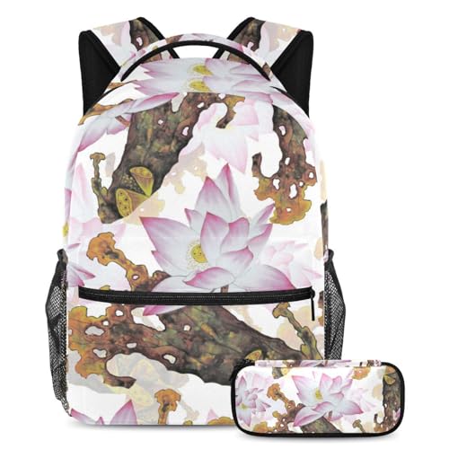 Sac à dos Pretty Flowers et trousse assortie pour les sorties scolaires et devoirs à la maison