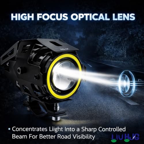 Image of LIU HJG Single Lens DRL LED Fog Light High Brightness Waterproof 40 Watts 12 Volts DC Power White Light Reflection Gree DRL Light Universal fit for All Bikes & Cars (Pack of 2 with Switch)