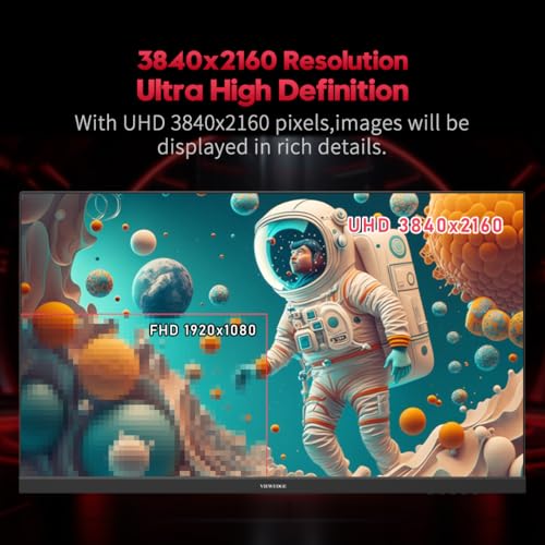 Image of Viewedge 24 inch 4K 60Hz Computer Monitor, 5ms UHD 2160p IPS Monitor | Type C, HDMI, DP Port, Built-in Speakers, Vertical Monitor Support Wall Mount