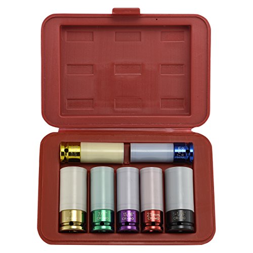 Neiko 02410A 1/2' Drive Impact Socket Set with Protective Sleeves, 7 Piece | Cr-M Steel | SAE and Metric