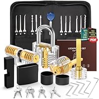 IPSXP Lockpicking Set, 32 Stück Dietrich Set mit 4 Transparentem Trainingsschlössern und Handbuch Das perfekte Lock Pick Set für Anfänger und Profis Schlosser, Schwarz